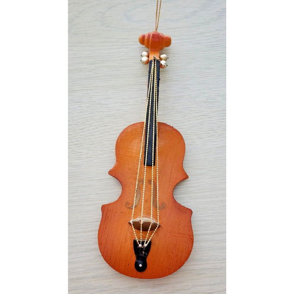 Ornament/Wall Hanging-Wooden Cello-Gold Strings-Musical Instrument - Picture 3 of 11